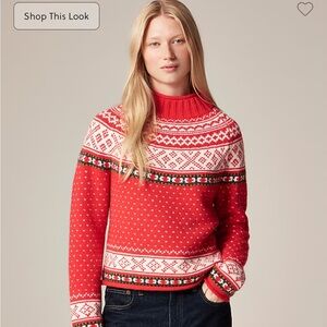 J. Crew Red and White Patterned Sweater